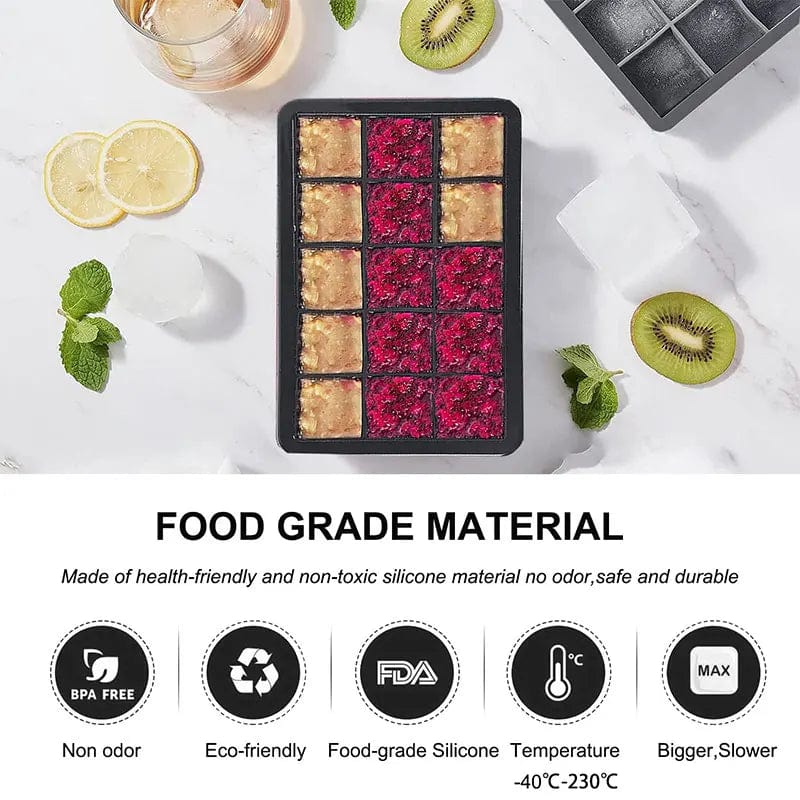 Isterningeform i silikone med låg