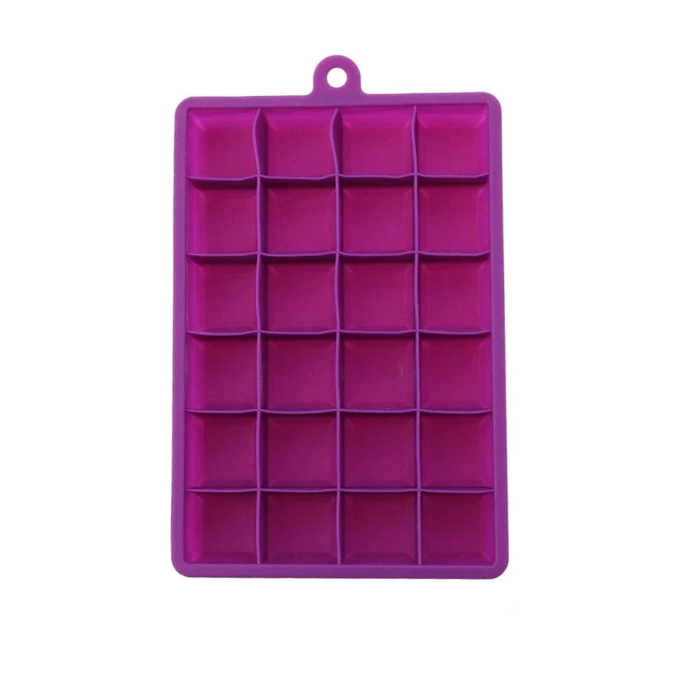 Silikoneisterningeform med låg: cocktailterning, ost, gelé - Miljøvenlig og praktisk - 24 hulrum G NO Cover Purple