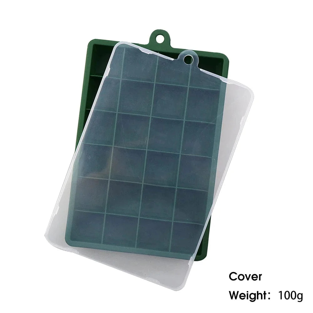 Silikoneisterningeform med låg: cocktailterning, ost, gelé - Miljøvenlig og praktisk - 24 hulrum R Cover Mørkegrøn