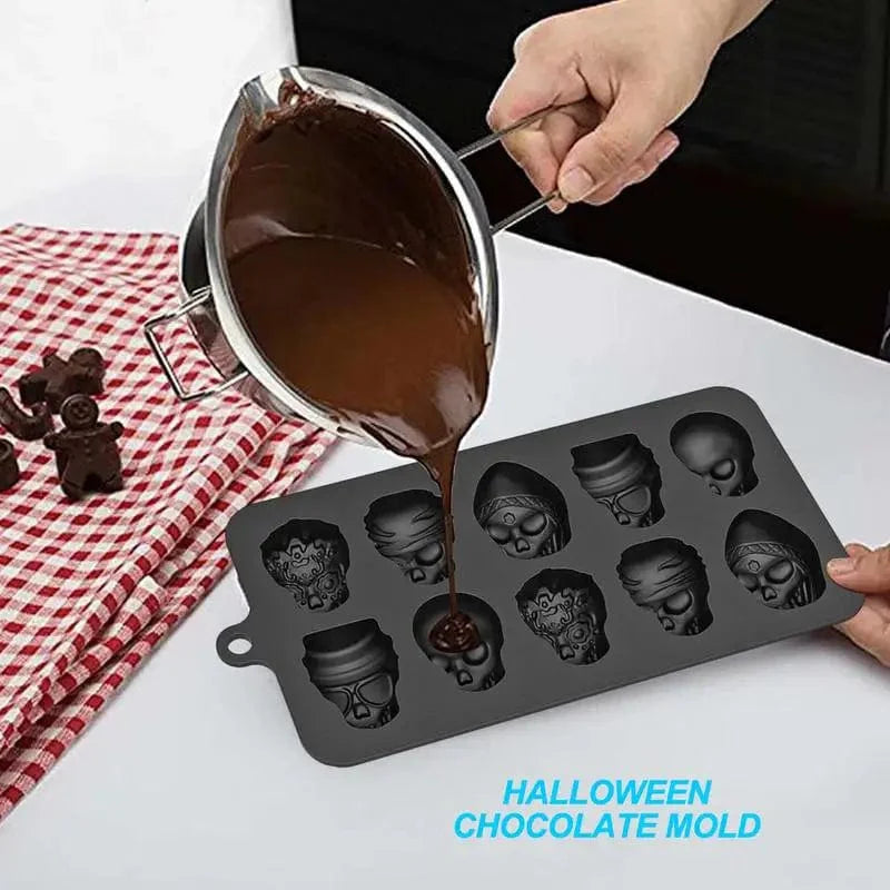 Skull and Crossbones Halloween Ice Cube Mould 10 cavities - Silikone holdbar og genanvendelig KINA