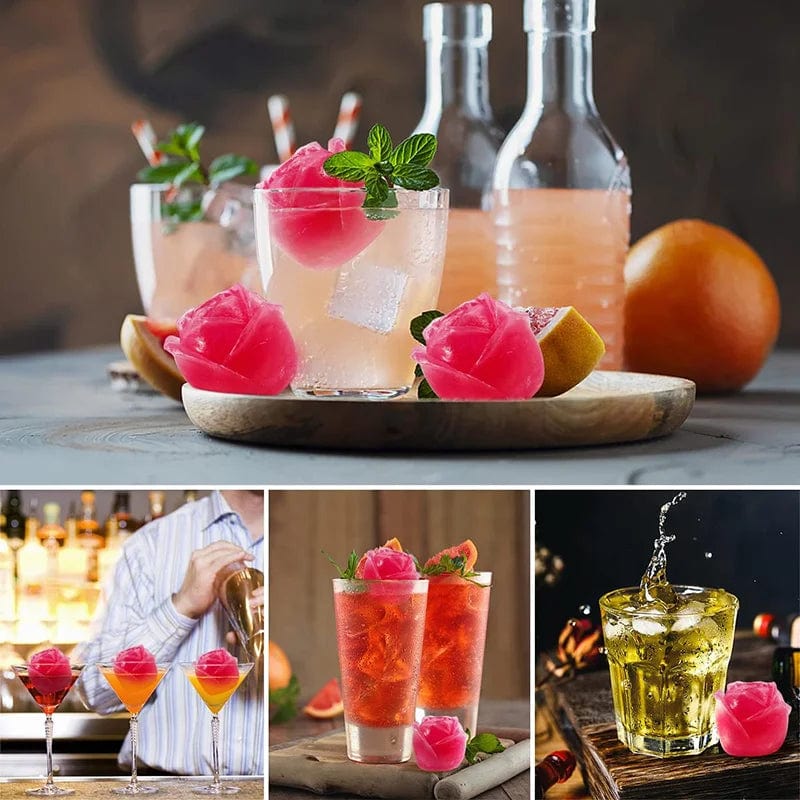 Isterningeforme med blomster i silikone - Pink FUN BX275-PK