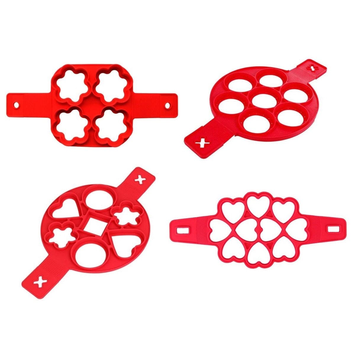 Multiform silikone pandekageforme 🔥 4 forme: runde blomster multihjerter 🔥