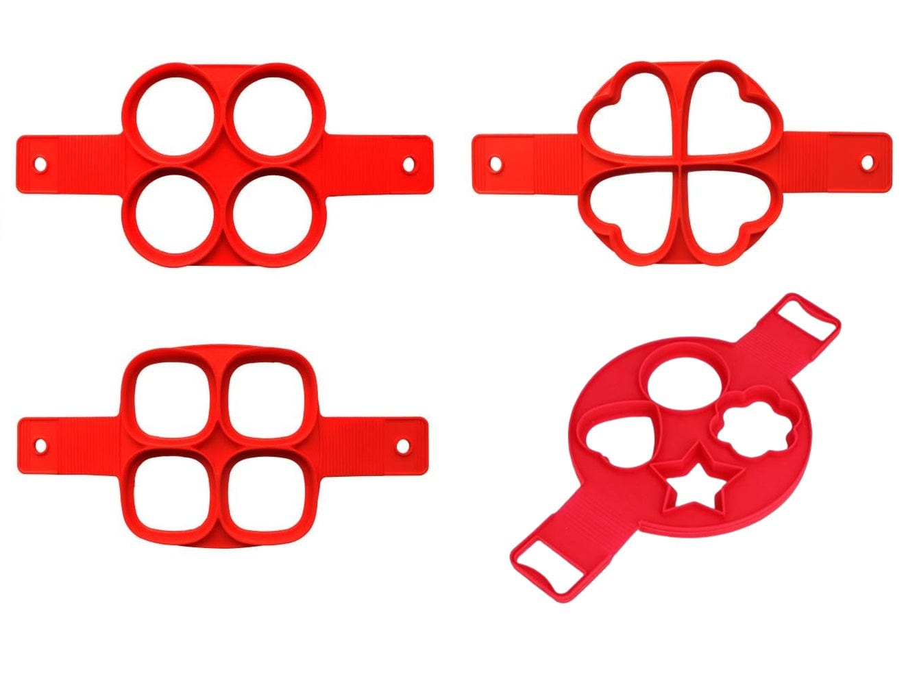 Multiform silikone pandekageforme 🔥 4 forme: runde hjerter firkantede multi 🔥