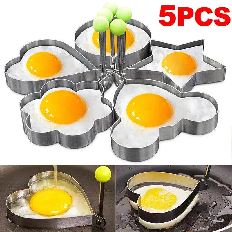 Ny Stegeægsform i rustfrit stål Hjerte Pandekagemaskine Morgenmad Bagning Omelet Ringe Madlavningsværktøj Køkkentilbehør Gadget