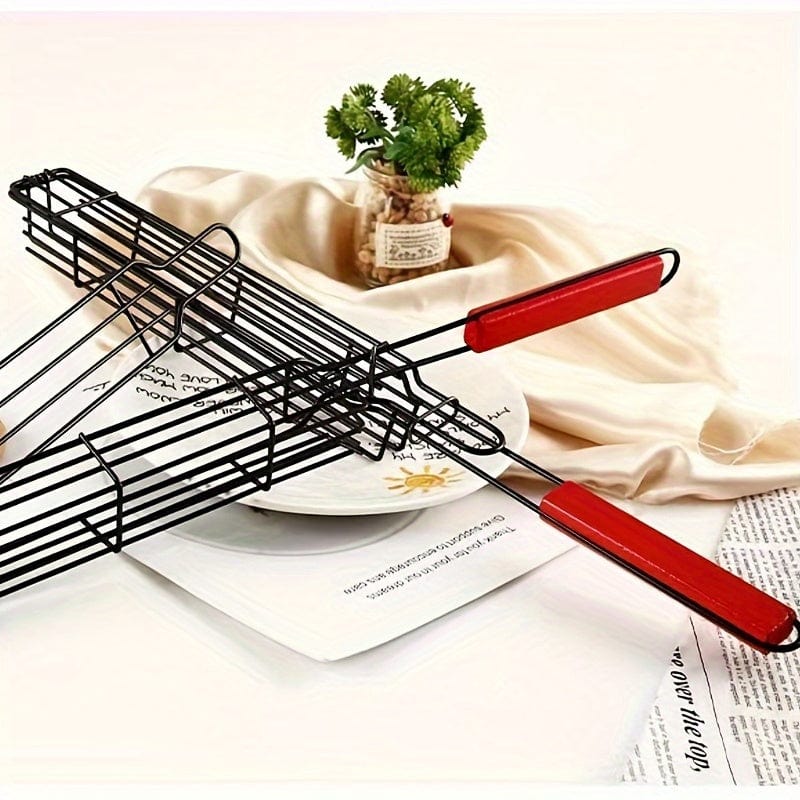 Kebabgrillkurv i non-stick rustfrit stål - Til hotdogs og pølser - Bærbar og praktisk grill