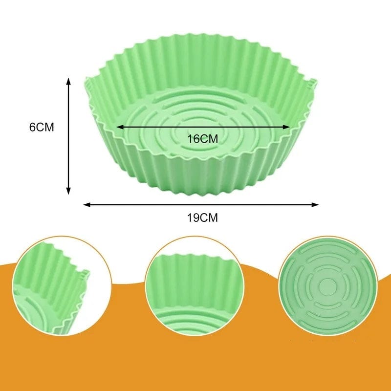 Silikone-madlavningskurv til luftfryser (16x19x6 cm) Grøn