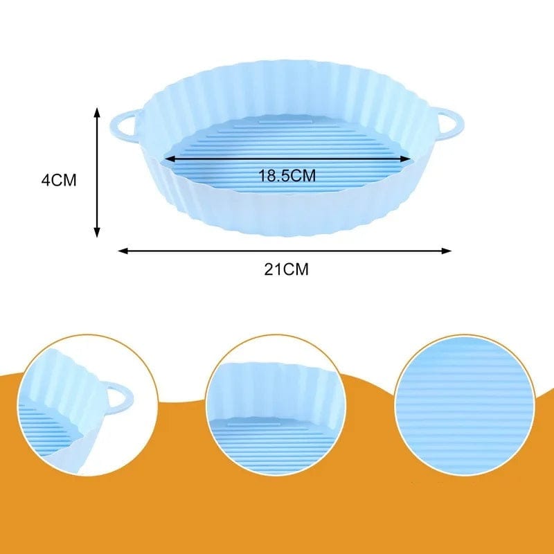 Madlavningskurv i silikone til luftfryser (18,5x21x4 cm) Blå