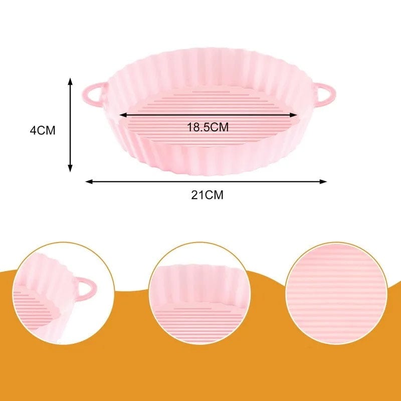 Madlavningskurv i silikone til luftfryser (18,5x21x4 cm) Pink