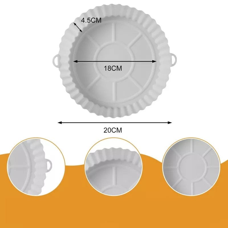 Madlavningskurv i silikone til luftfryser (18x20x4,5 cm) Hvid