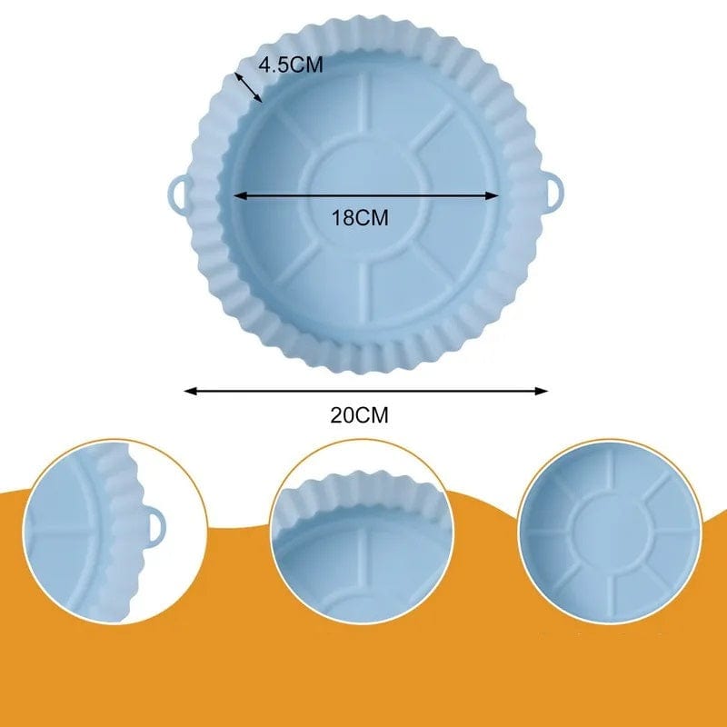 Madlavningskurv i silikone til luftfryser (18x20x4,5 cm) Blå
