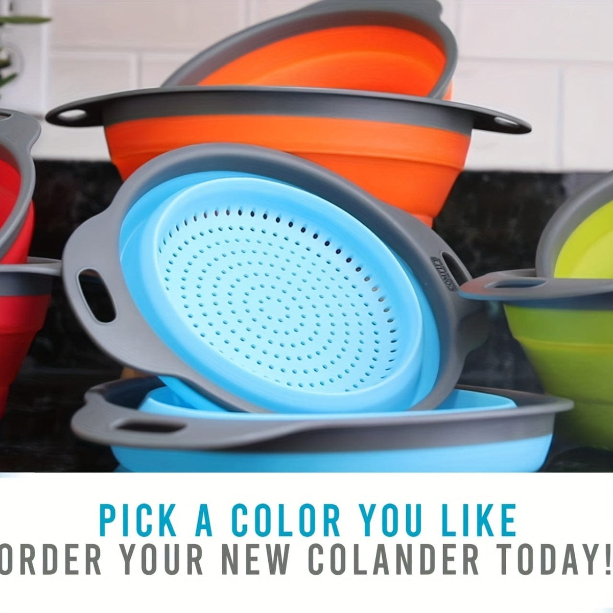 Foldbar silikone-drænkurv til camping og madlavning - 2 stk.