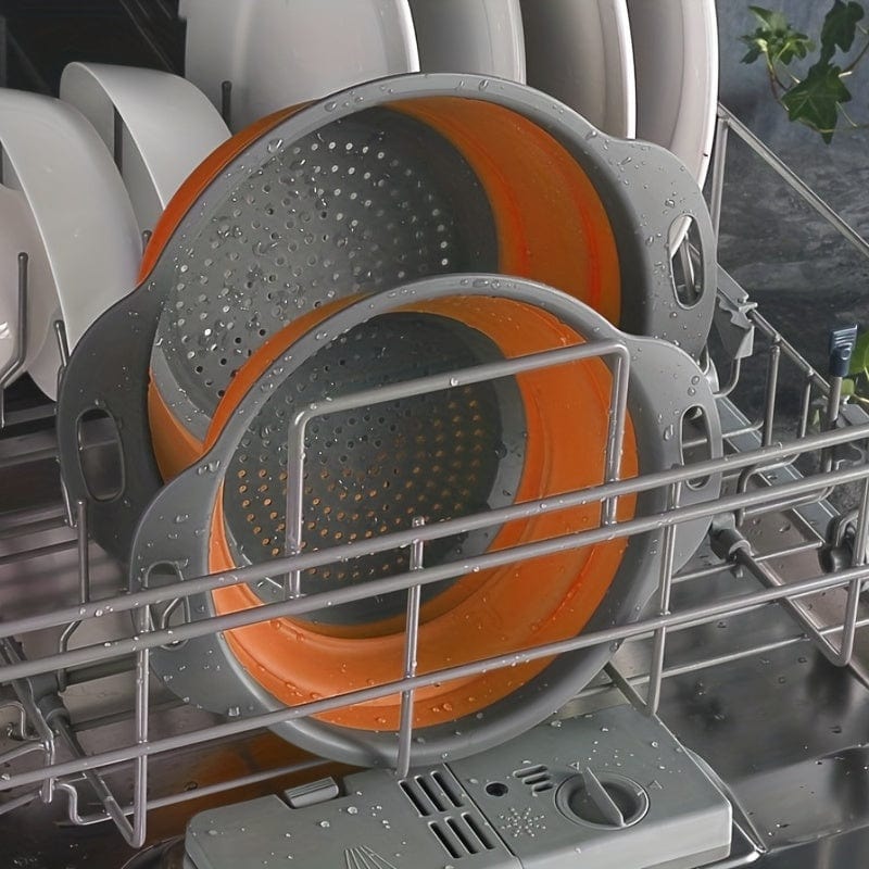 Foldbar silikone-drænkurv til camping og madlavning - 2 stk.