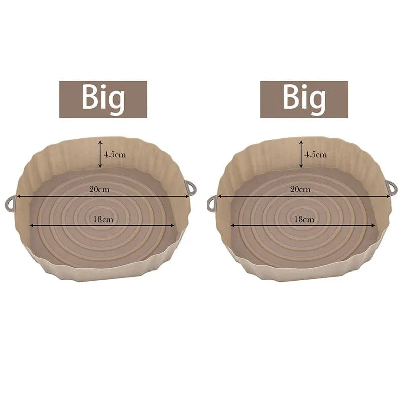 Genanvendelig silikonekurv til oliefri frituregryder - Sæt med 3 - Miljøvenlig Brown-Big-2PCS