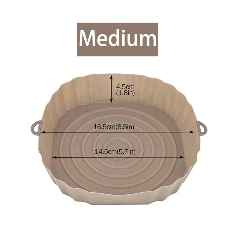 Genanvendelig silikonekurv til oliefri frituregryder - sæt med 3 - miljøvenlig brun - medium - 1 stk.