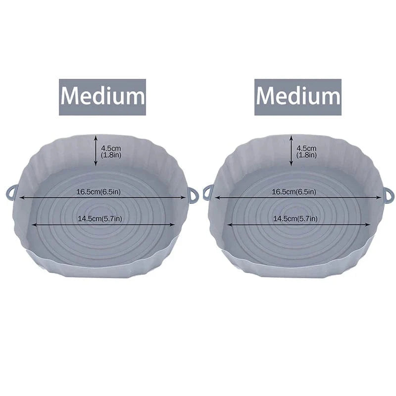 Genanvendelig silikonekurv til oliefri frituregryder - sæt med 3 - miljøvenlig grå - medium - 2 stk.