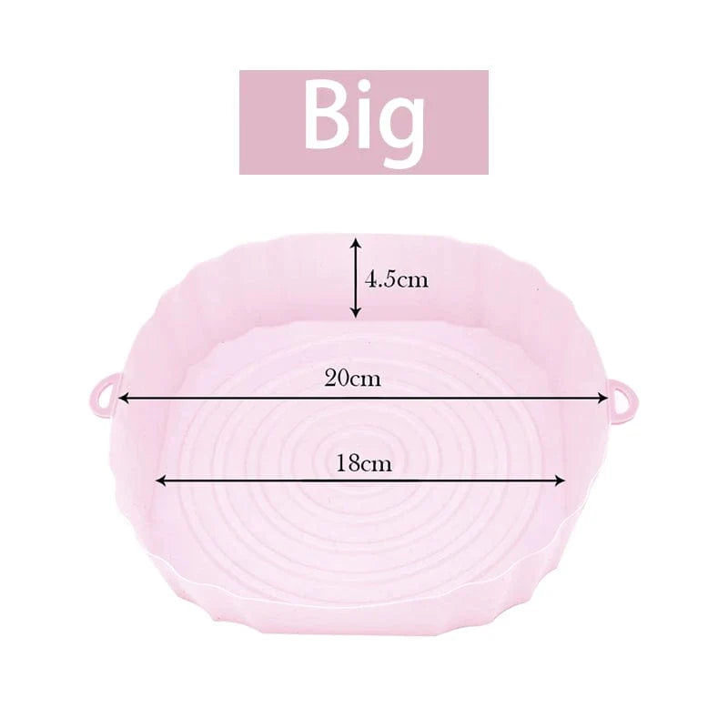 Genanvendelig silikonekurv til oliefri frituregryder - Sæt med 3 - Miljøvenlig Pink-Big-1PCS