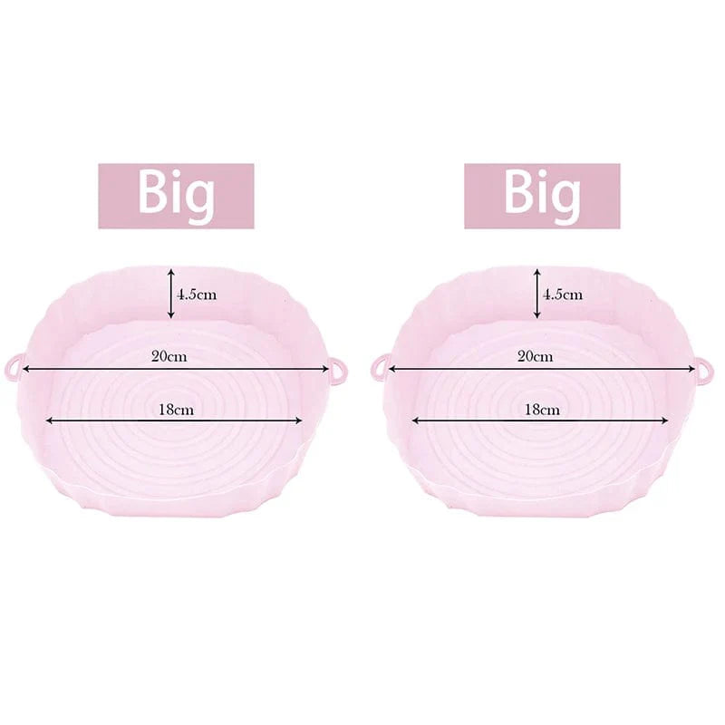 Genanvendelig silikonekurv til oliefri frituregryder - Sæt med 3 - Miljøvenlig Pink-Big-2PCS