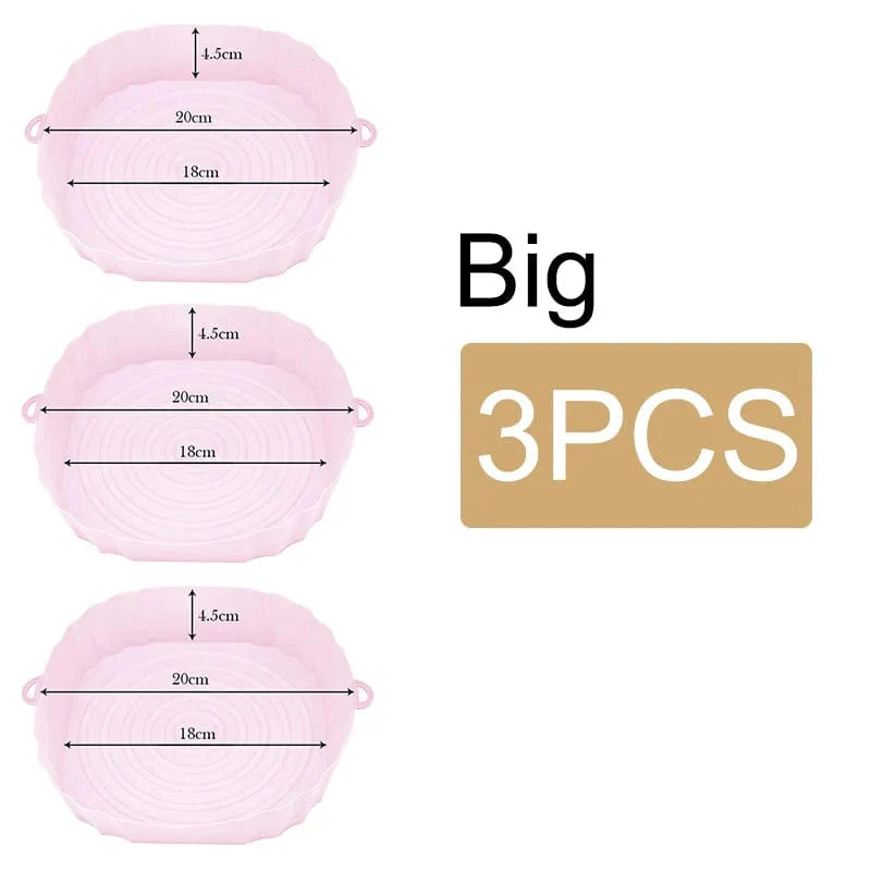 Genanvendelig silikonekurv til oliefri frituregryder - Sæt med 3 - Miljøvenlig Pink-Big-3PCS