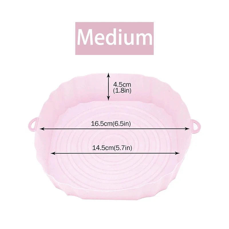Genanvendelig silikonekurv til oliefri frituregryder - sæt med 3 - miljøvenlig pink-medium-1PCS