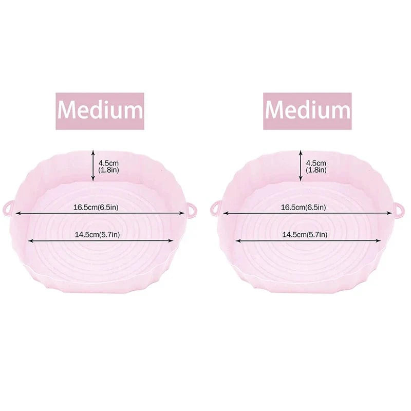 Genanvendelig silikonekurv til oliefri frituregryder - sæt med 3 - miljøvenlig pink-medium-2PCS