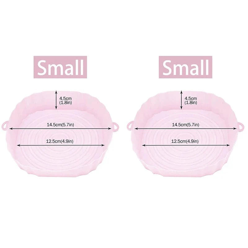 Genanvendelig silikonekurv til oliefri frituregryder - Sæt med 3 - Miljøvenlig Pink-Smal-2PCS