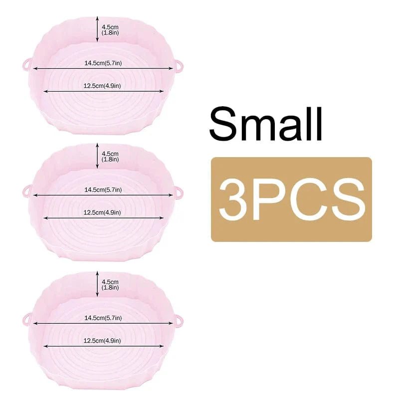 Genanvendelig silikonekurv til oliefri frituregryder - Sæt med 3 - Miljøvenlig Pink-Smal-3PCS