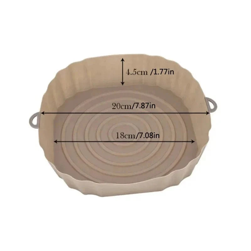 Silikonekurv til genanvendelig Air Fryer - Tilbehør til ovn, pizza, stegt kylling - Sort/blå - Justerbar størrelse