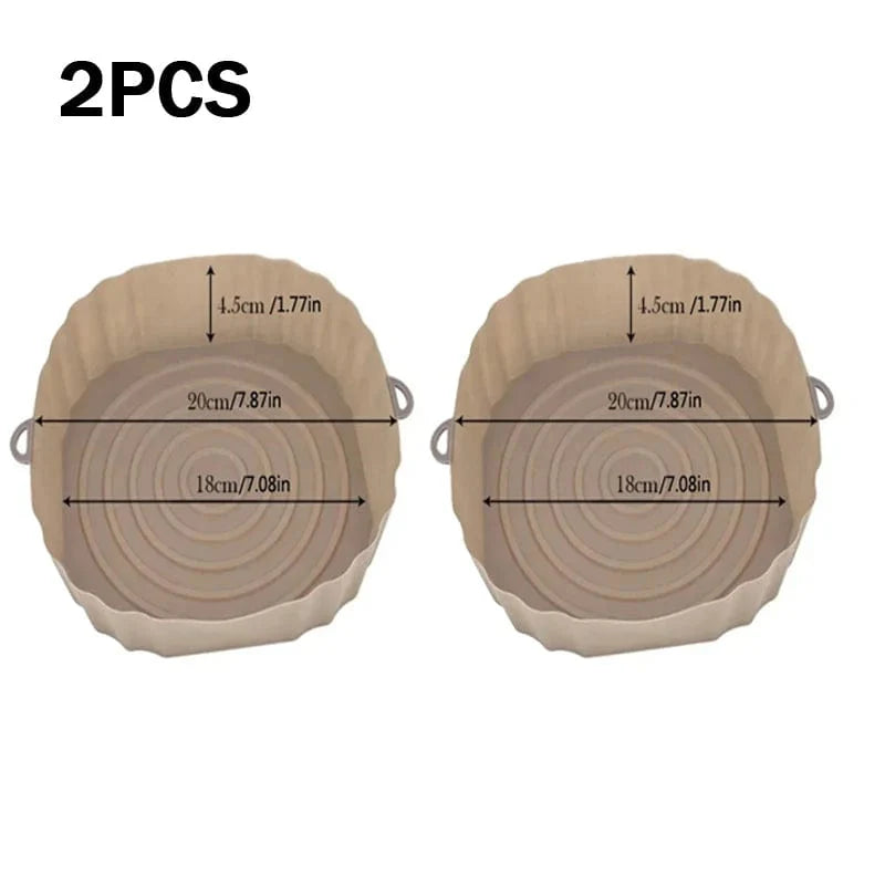 Silikone kurv til genanvendelig Air Fryer - Tilbehør til ovn, pizza, stegt kylling - Sort/blå - Justerbar størrelse Brun 2 stk.