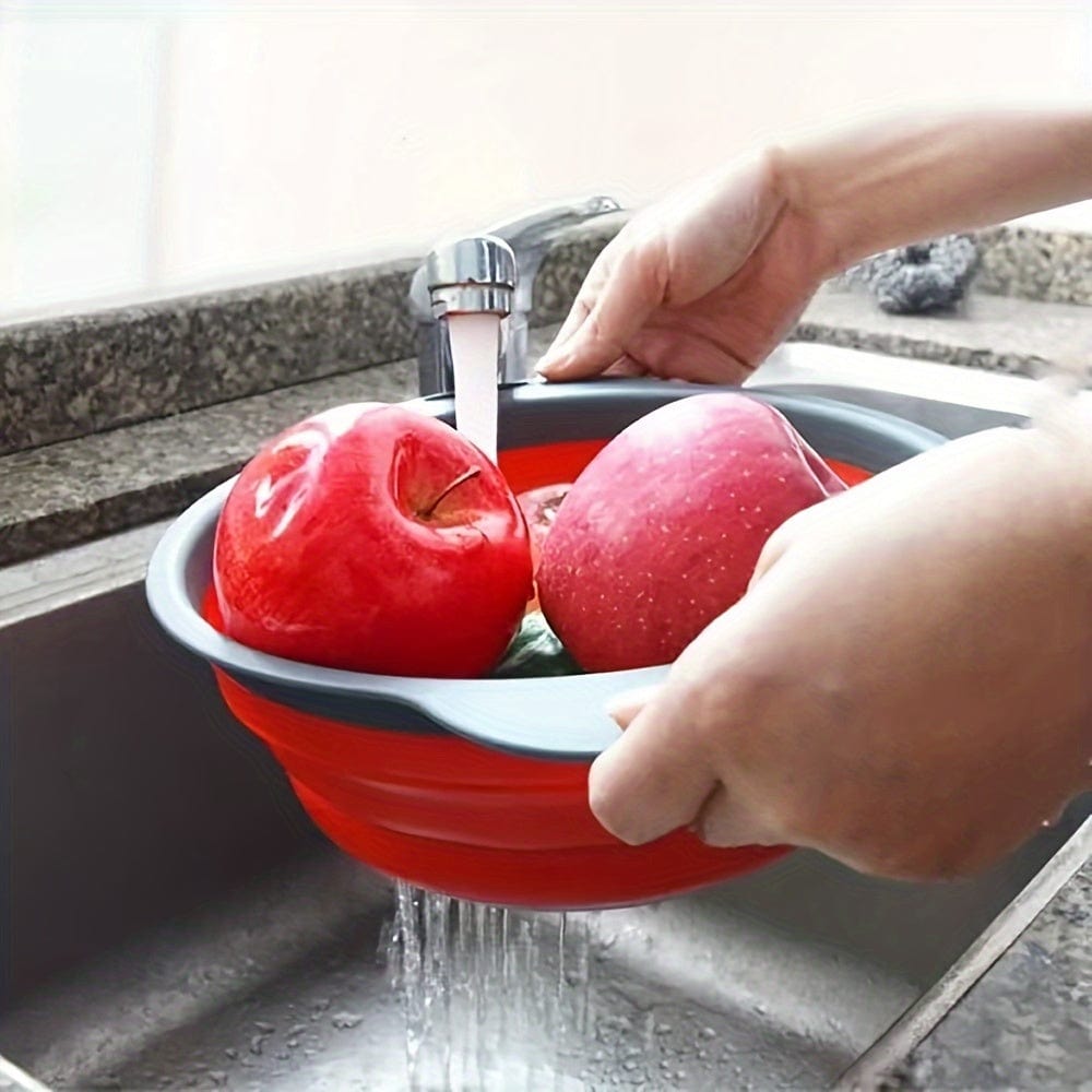 Foldbar pasta- og frugtdråbe i silikone - sæt med 2 - grøn / rød / blå