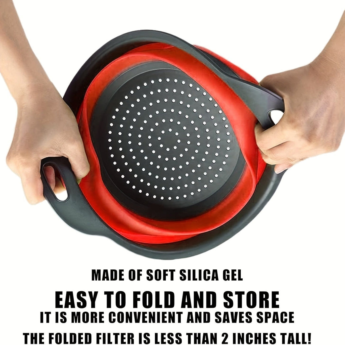 Foldbar pasta- og frugtdråbe i silikone - sæt med 2 - grøn / rød / blå