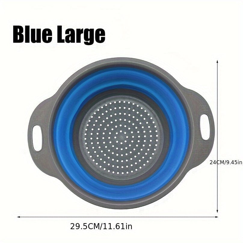 Foldbar pasta- og frugtdråbe i silikone - sæt med 2 - Grøn / Rød / Blå Blå A / Stor