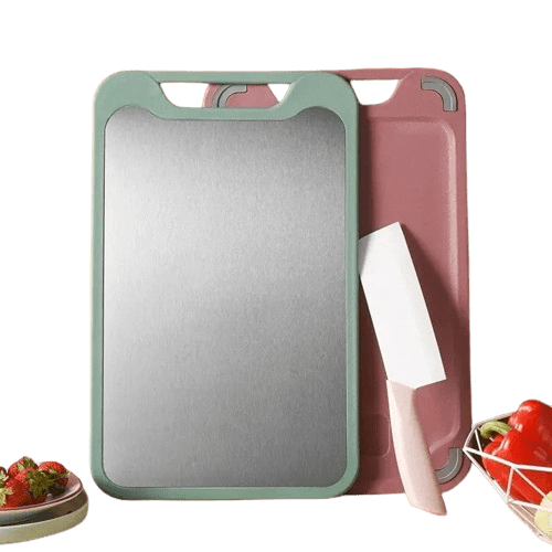 Køkkenskærebræt: Rustfrit stål og plast 2 i 1 til kød og grøntsager