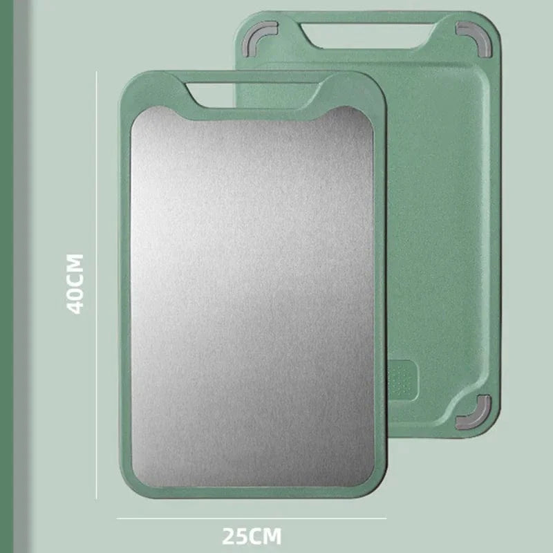 Køkkenskærebræt: Rustfrit stål og plast 2 i 1 til kød og grøntsager stor grøn