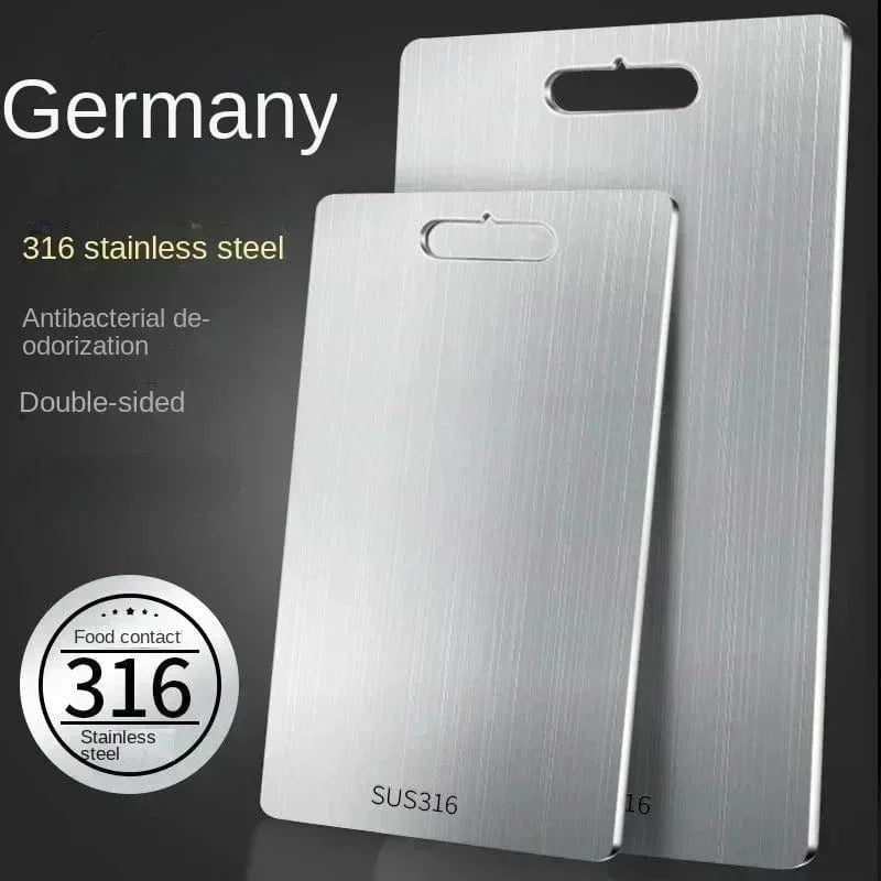 Dobbeltsidet køkkenskærebræt i 316 rustfrit stål - tykt og antibakterielt