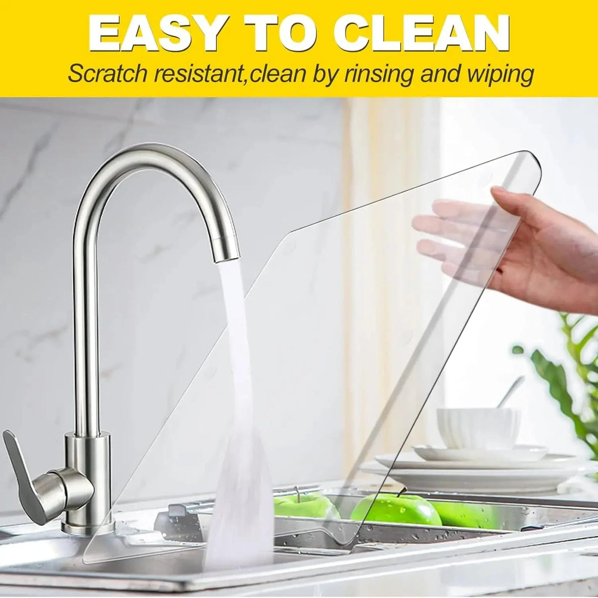 Gennemsigtigt køkkenskærebræt i akryl med skridsikker kant