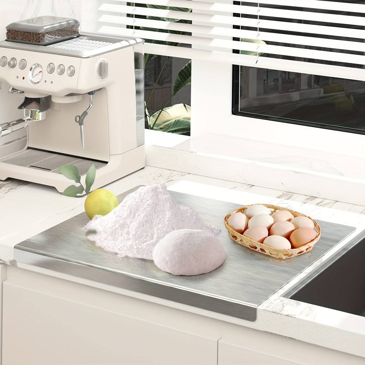 Skærebræt i rustfrit stål til kød, frugt og grøntsager - Chirano - Skridsikker, beskyttende kant - Køkkentilbehør