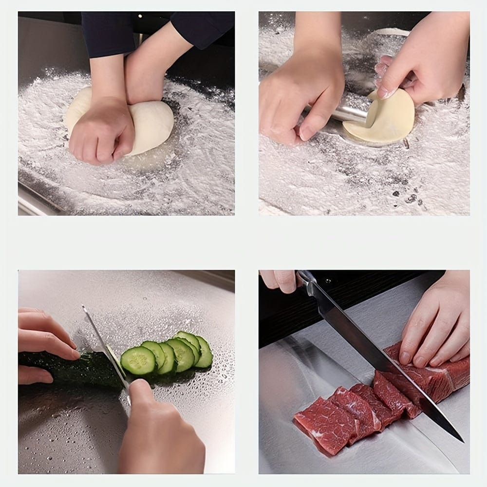 Skærebræt i rustfrit stål til kød, frugt og grøntsager - Chirano - Skridsikker, beskyttende kant - Køkkentilbehør