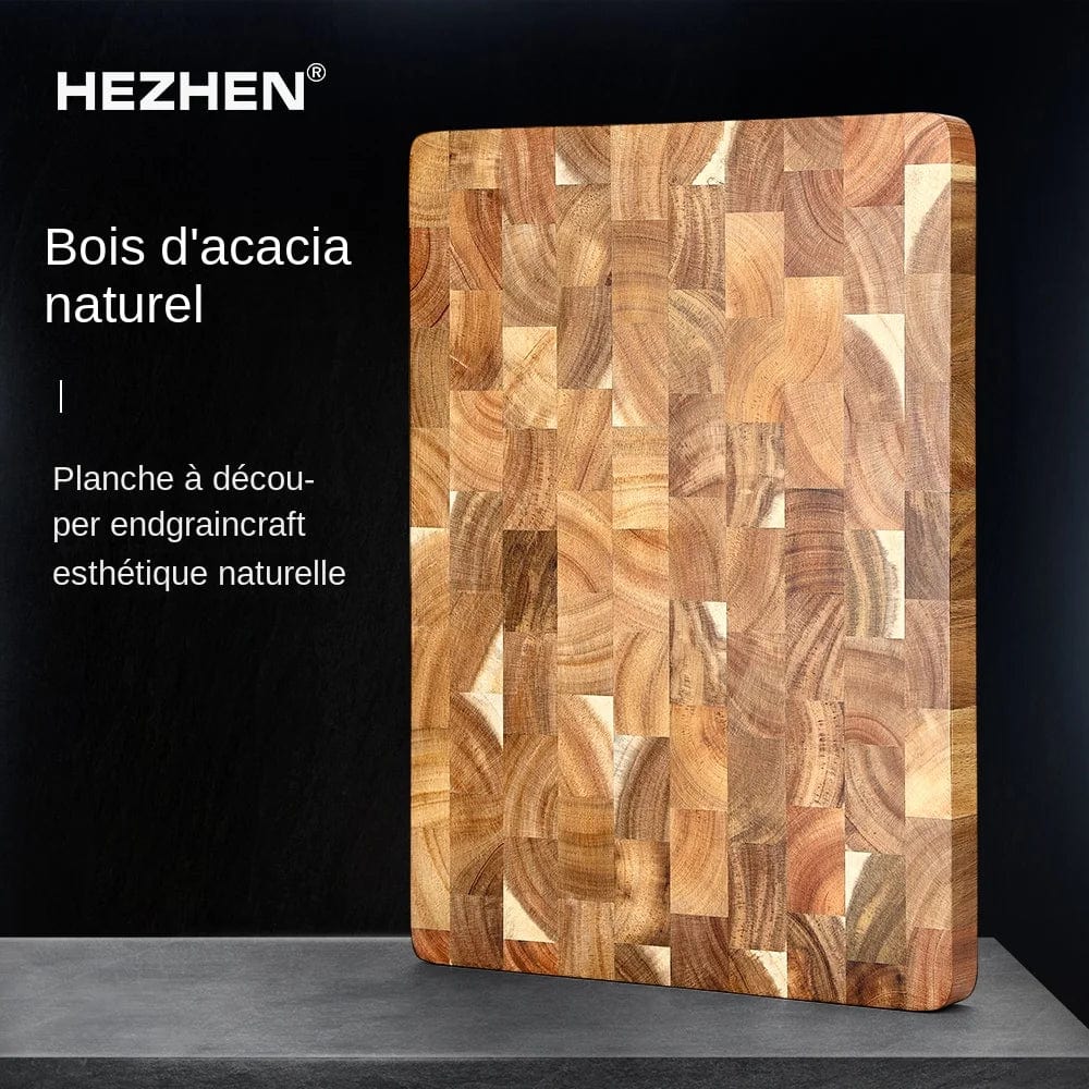 Dobbeltsidet skærebræt af førsteklasses akacietræ, drænende og fugtafvisende - Miljøvenligt køkken 400x258x26mm