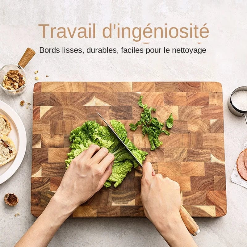 Dobbeltsidet skærebræt af førsteklasses akacietræ, drænende og fugtafvisende - Miljøvenligt køkken 400x258x26mm
