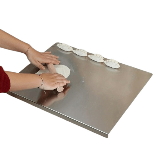 Skærebræt i rustfrit stål - skridsikkert med beskyttende kant