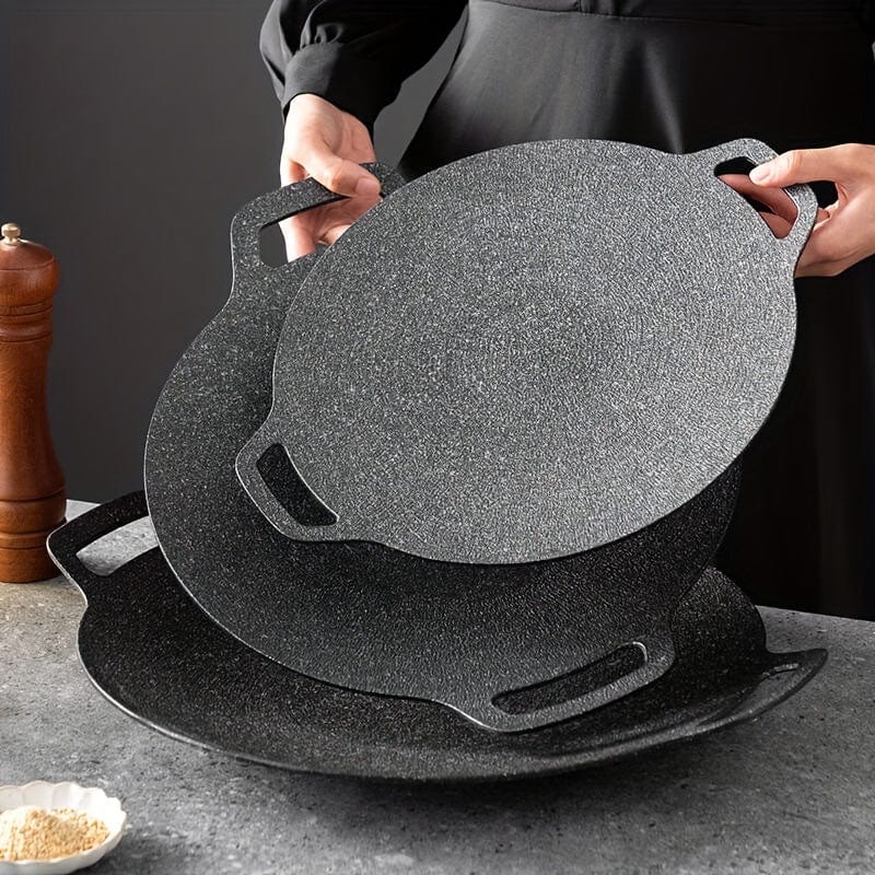 Stegepande i støbejern, rund form, non-stick Maifan stenbelægning, grillpande med håndtag - NK103563 24CM