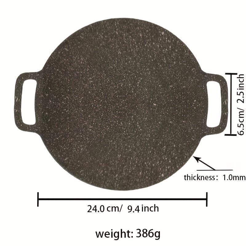 Grillpande i støbejern, rund form, non-stick belægning i Maifan-sten, grillpande med håndtag - NK103563