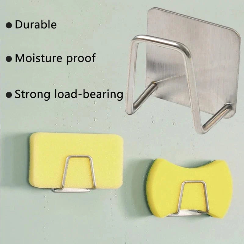 Køkkensvampeholder i rustfrit stål - Vægorganisator til hylde, afløbskrog, svampeholder