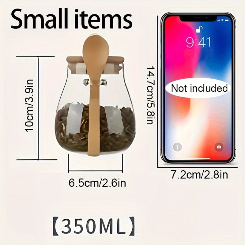 Glaskrukke med lufttæt låg - Sæt med 1, Slik- og opbevaringsglas til te, kaffe og krydderier - Designkøkkentilbehør - Ref. AV74355 350ml