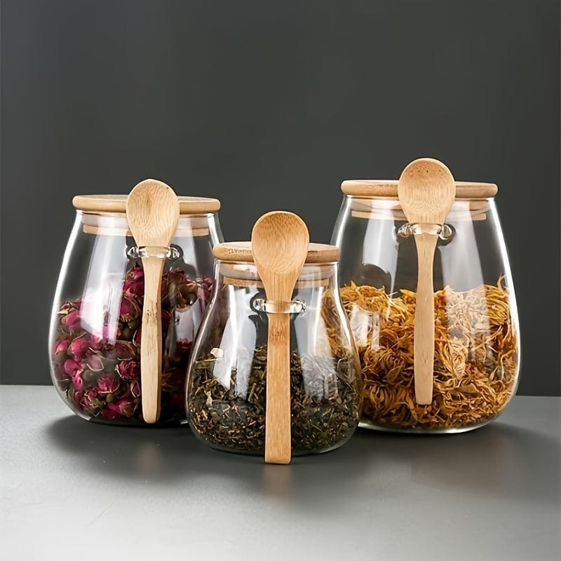 Glaskrukke med lufttæt låg - Sæt med 1, Slik- og opbevaringsglas til te, kaffe og krydderier - Designkøkkentilbehør - Ref. AV74355 350ml