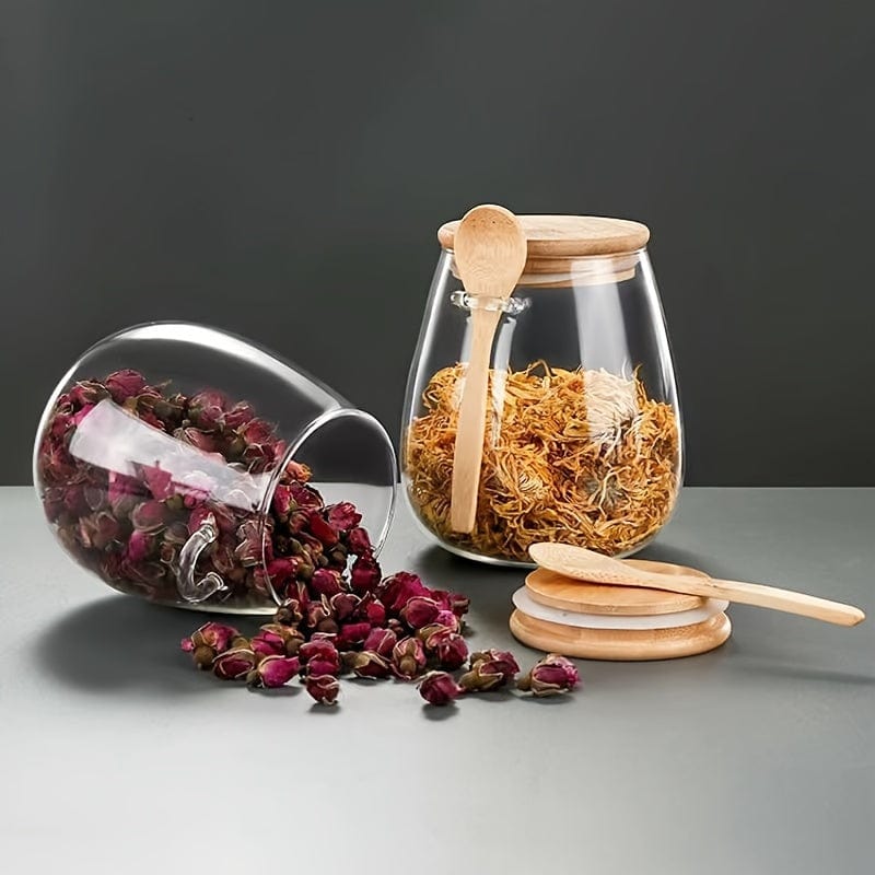 Glaskrukke med lufttæt låg - Sæt med 1, Slik- og opbevaringsglas til te, kaffe og krydderier - Designkøkkentilbehør - Ref. AV74355 350ml