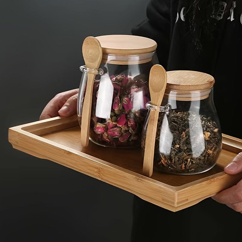 Glaskrukke med lufttæt låg - Sæt med 1, Slik- og opbevaringsglas til te, kaffe og krydderier - Designkøkkentilbehør - Ref. AV74355 350ml