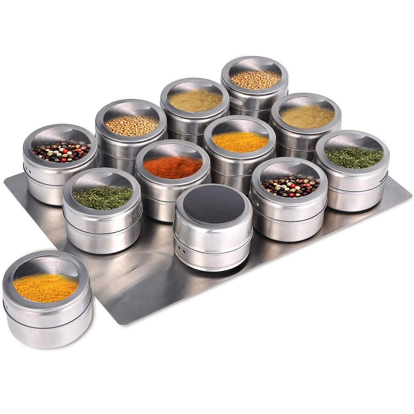 Metalopbevaringsglas til krydderier 12 glas