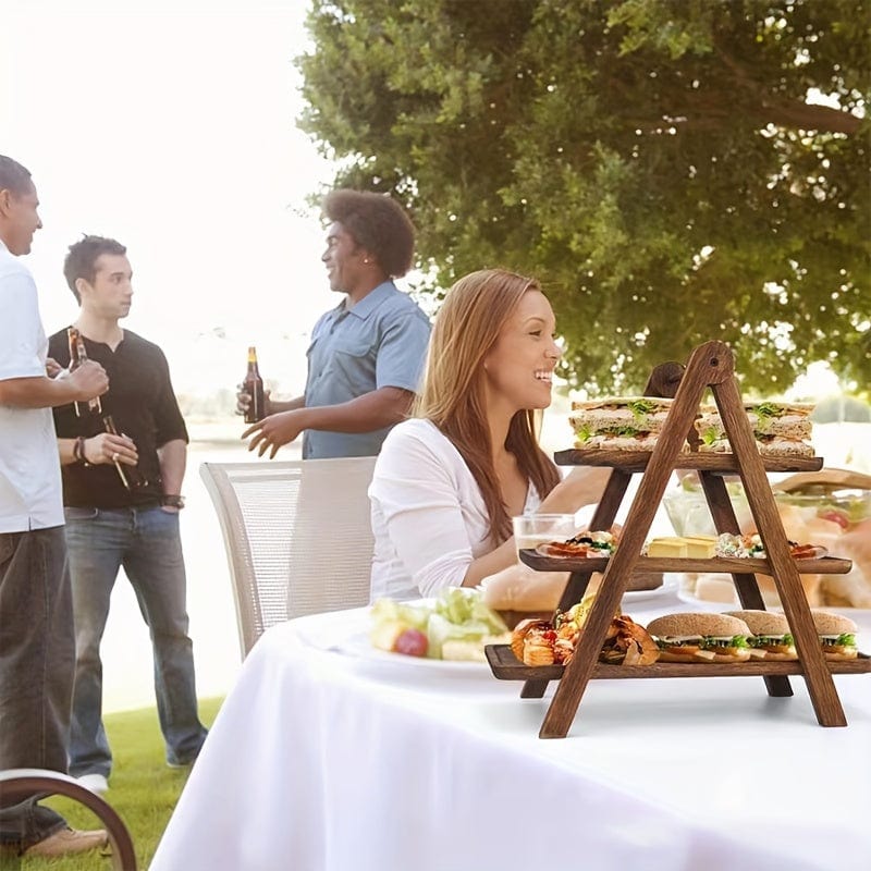 Rustik kageholder i træ - Miljøvenlig frugt- og snackholder til fester og boligindretning (ID: LY129567) Modern Minimalist