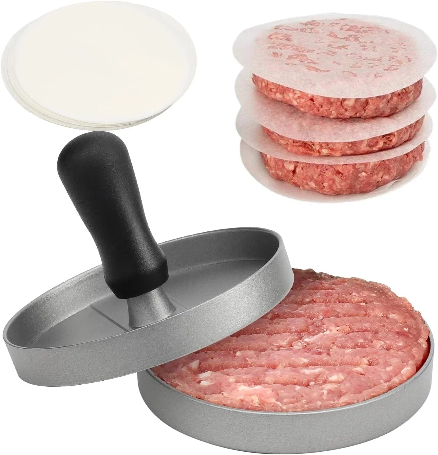 Non-stick burgerpresse med bagepapir
